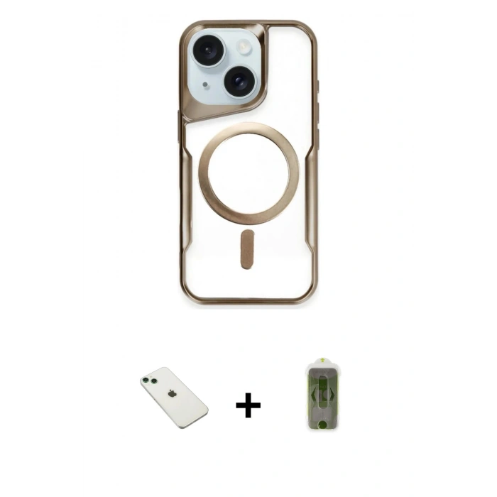 MARSİLYAN™- iPhone 14 Kılıf Yadigar Klasik Özel Seri - Siyah Joko Magic 5D Hayalet Cam + Diamond Kamera Lens - YL