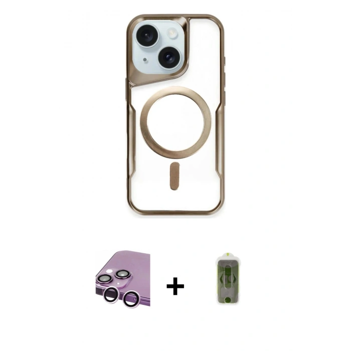 MARSİLYAN™- iPhone 14 Kılıf Yadigar Klasik Özel Seri - Siyah Joko Magic 5D Hayalet Cam + Raze Metal Kamera Lens - MR