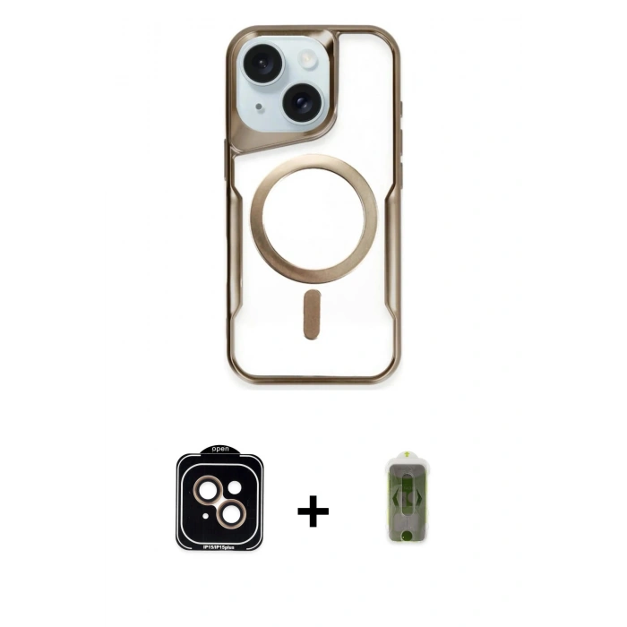 MARSİLYAN™- iPhone 14 Kılıf Yadigar Klasik Özel Seri - Siyah Joko Magic 5D Hayalet Cam + PVD Metal Kamera Lens - TU