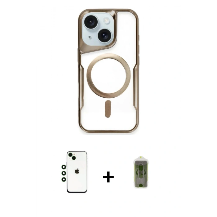 MARSİLYAN™- iPhone 14 Kılıf Yadigar Klasik Özel Seri - Siyah Joko Magic 5D Hayalet Cam + Shine Kamera Lens - YL