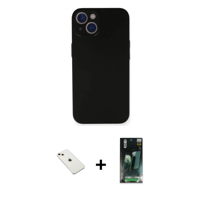 MARSİLYAN™- iPhone 14 Kılıf Yadigar Yansıma Serisi - Şeffaf 360 Full Body Arka Koruyucu + Diamond Kamera Lens - PE