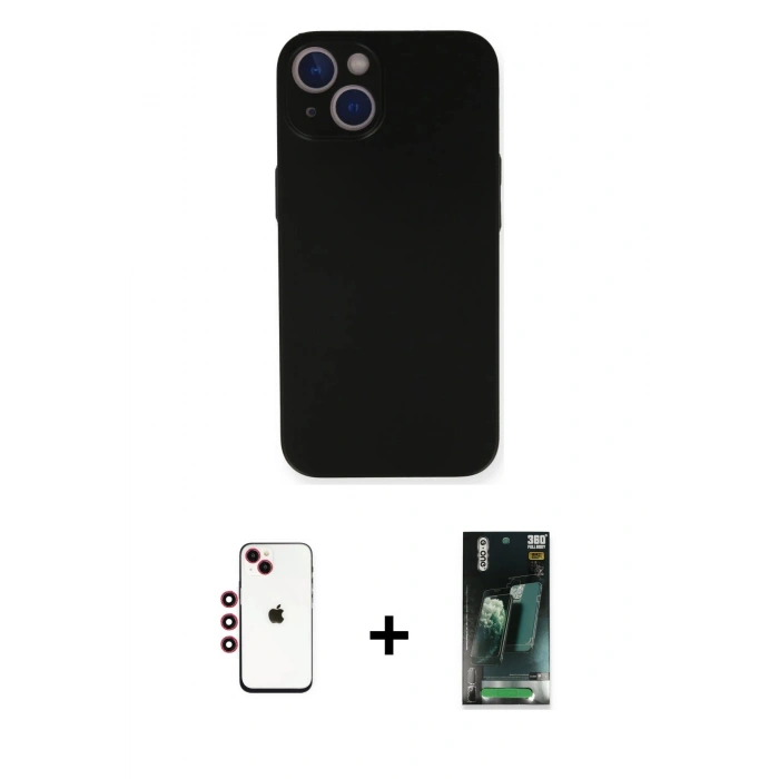 MARSİLYAN™- iPhone 14 Kılıf Yadigar Yansıma Serisi - Şeffaf 360 Full Body Arka Koruyucu + Shine Kamera Lens - KI