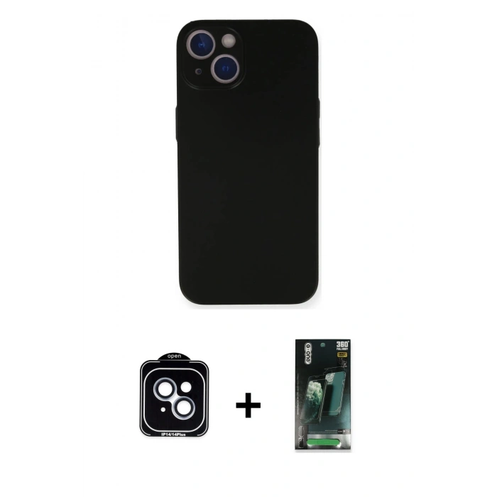 MARSİLYAN™- iPhone 14 Kılıf Yadigar Yansıma Serisi - Şeffaf 360 Full Body Arka Koruyucu + PVD Metal Kamera Lens - MI