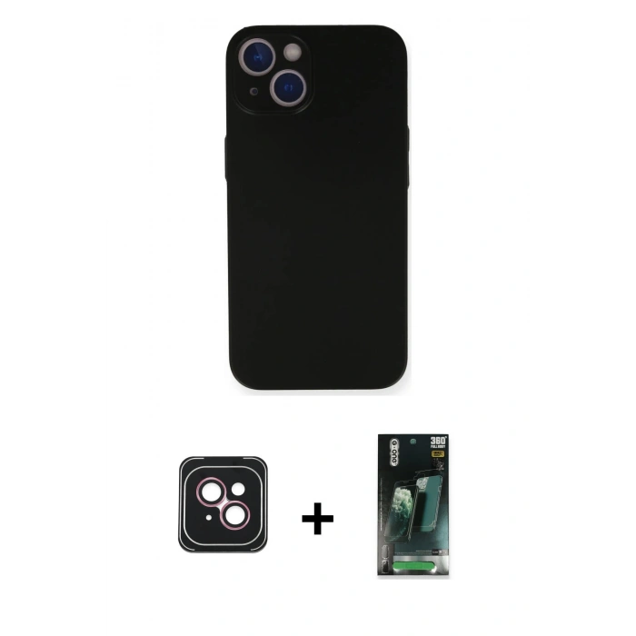 MARSİLYAN™- iPhone 14 Kılıf Yadigar Yansıma Serisi - Şeffaf 360 Full Body Arka Koruyucu + PVD Metal Kamera Lens - PE
