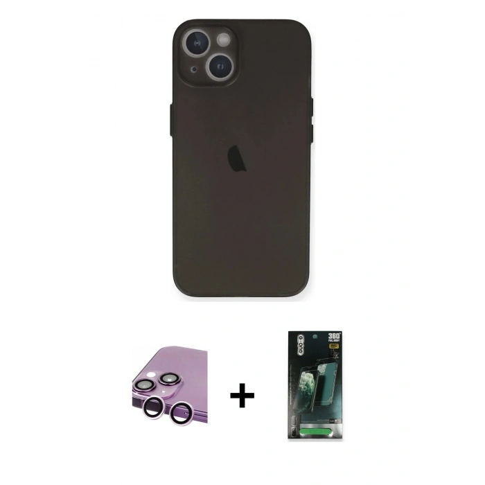 MARSİLYAN™- iPhone 14 Kılıf Yadigar Yansıma Serisi - Şeffaf 360 Full Body Arka Koruyucu + Raze Metal Kamera Lens - MR
