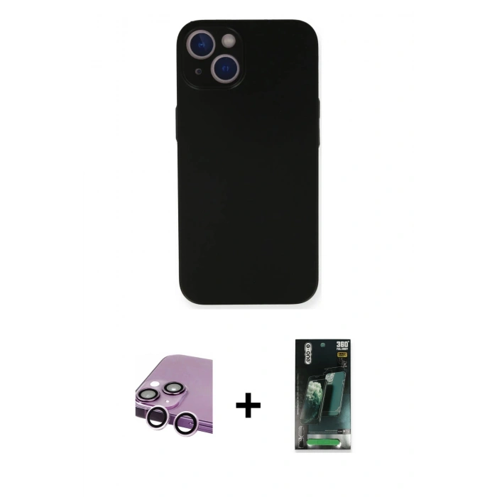 MARSİLYAN™- iPhone 14 Kılıf Yadigar Yansıma Serisi - Şeffaf 360 Full Body Arka Koruyucu + Raze Metal Kamera Lens - MR
