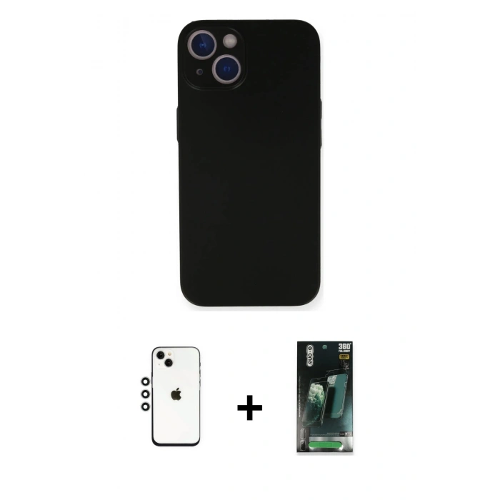 MARSİLYAN™- iPhone 14 Kılıf Yadigar Yansıma Serisi - Şeffaf 360 Full Body Arka Koruyucu + Shine Kamera Lens - GS