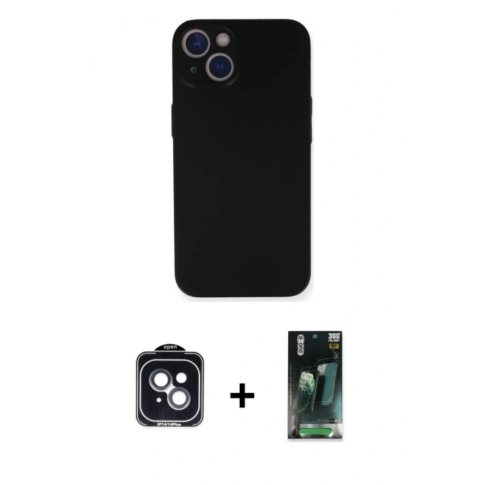 MARSİLYAN™- iPhone 14 Kılıf Yadigar Yansıma Serisi - Şeffaf 360 Full Body Arka Koruyucu + PVD Metal Kamera Lens - SH