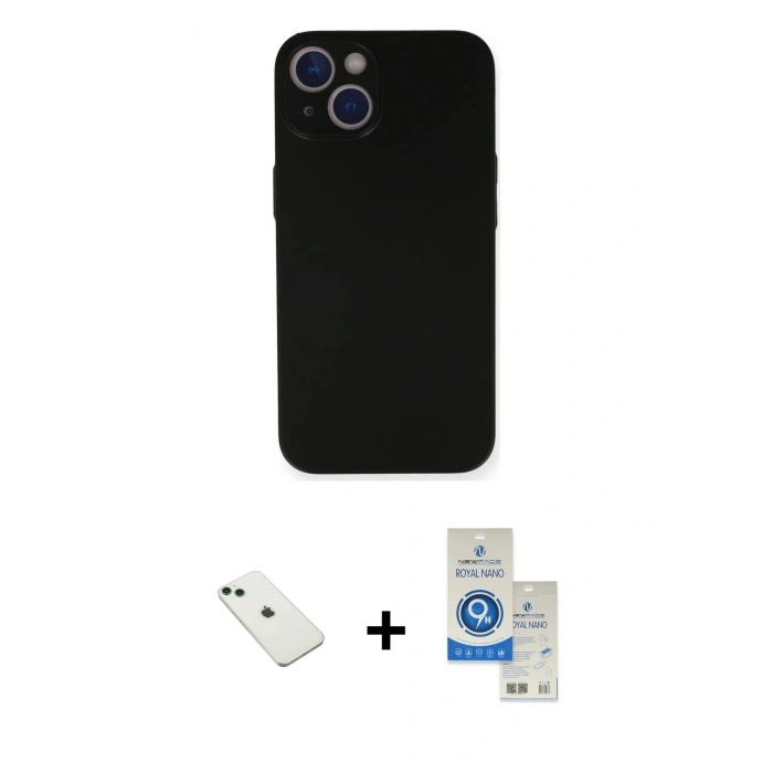 MARSİLYAN™- iPhone 14 Kılıf Yadigar Yansıma Serisi - Şeffaf Royal Nano Ekran Koruyucu + Diamond Kamera Lens - YL
