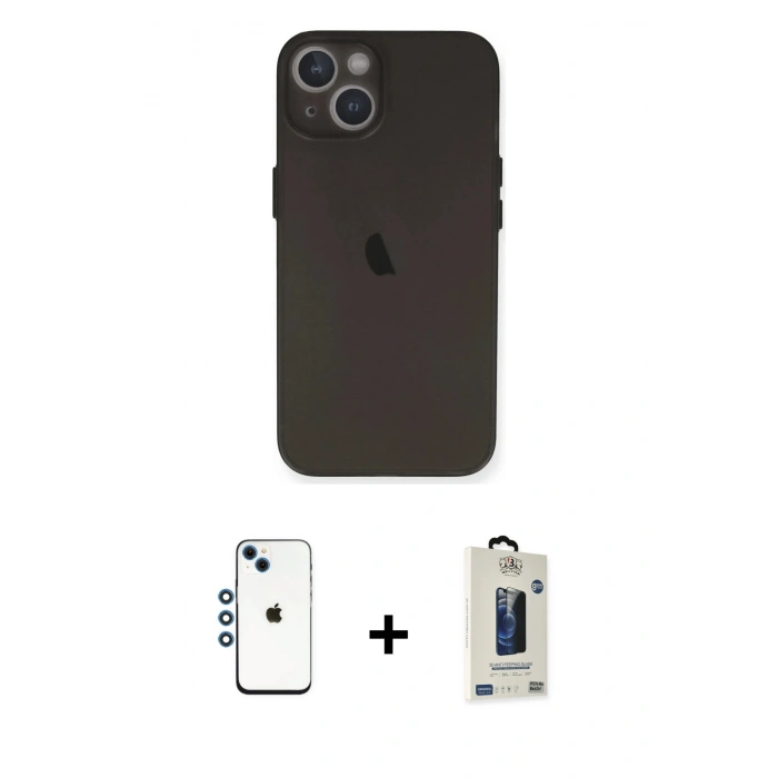 MARSİLYAN™- iPhone 14 Kılıf Yadigar Yansıma Serisi - Siyah Bilvis Hayalet Cam Ekran Koruyucu + Shine Kamera Lens - MI