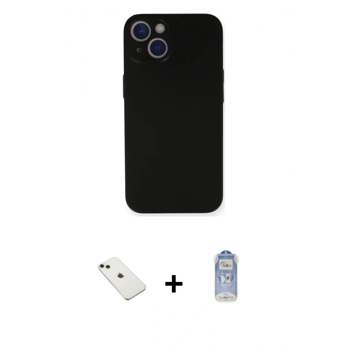 MARSİLYAN™- iPhone 14 Kılıf Yadigar Yansıma Serisi - Siyah Joko Magic 5D Cam + Diamond Kamera Lens - YL