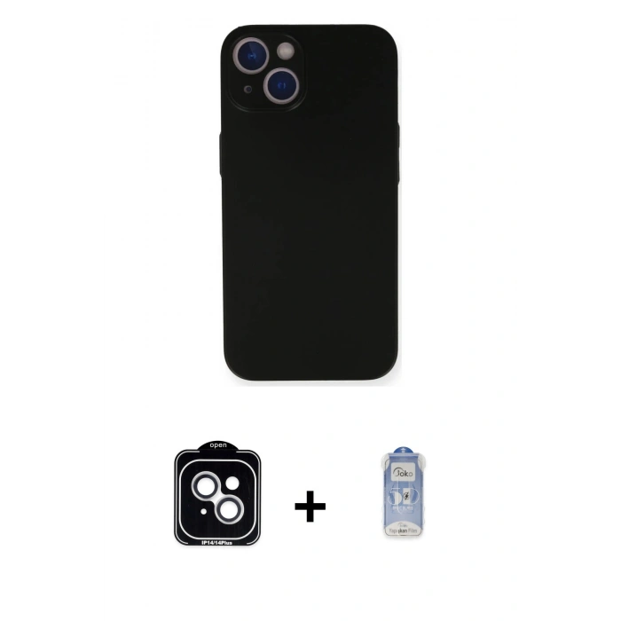 MARSİLYAN™- iPhone 14 Kılıf Yadigar Yansıma Serisi - Siyah Joko Magic 5D Cam + PVD Metal Kamera Lens - GS