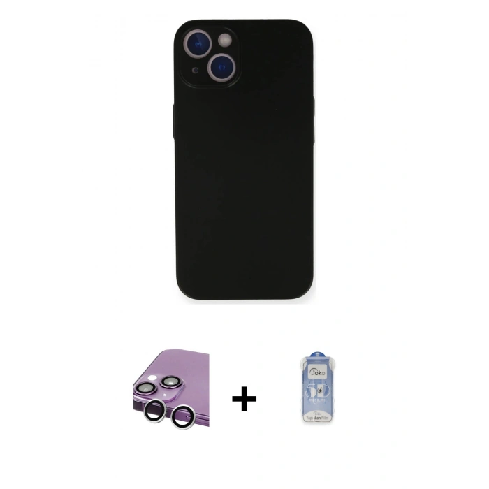 MARSİLYAN™- iPhone 14 Kılıf Yadigar Yansıma Serisi - Siyah Joko Magic 5D Cam + Raze Metal Kamera Lens - GS
