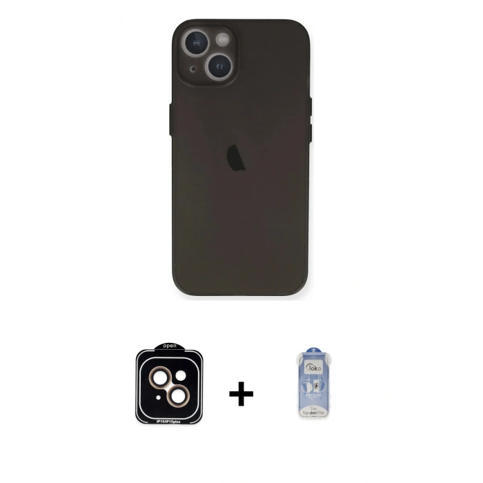 MARSİLYAN™- iPhone 14 Kılıf Yadigar Yansıma Serisi - Siyah Joko Magic 5D Cam + PVD Metal Kamera Lens - TU