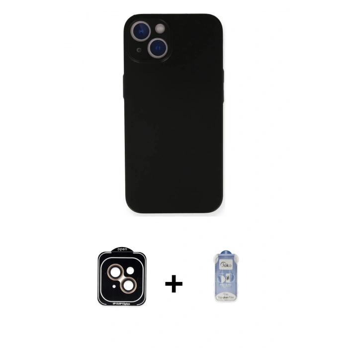 MARSİLYAN™- iPhone 14 Kılıf Yadigar Yansıma Serisi - Siyah Joko Magic 5D Cam + PVD Metal Kamera Lens - TU