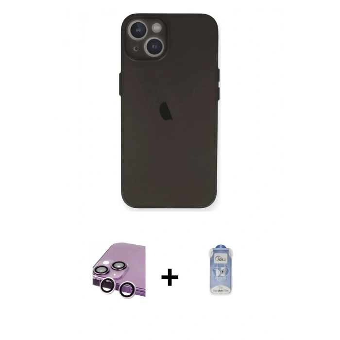 MARSİLYAN™- iPhone 14 Kılıf Yadigar Yansıma Serisi - Siyah Joko Magic 5D Cam + Raze Metal Kamera Lens - MR