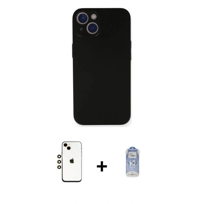 MARSİLYAN™- iPhone 14 Kılıf Yadigar Yansıma Serisi - Siyah Joko Magic 5D Cam + Shine Kamera Lens - GD