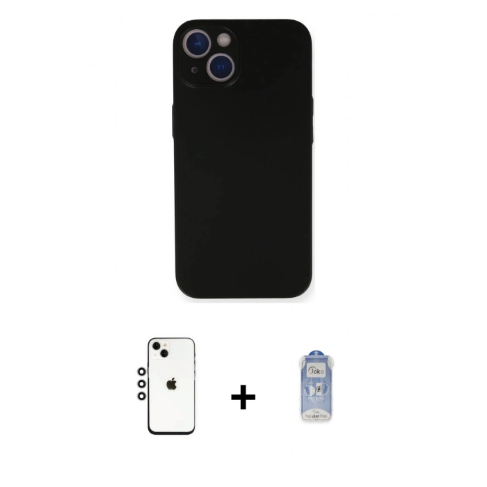 MARSİLYAN™- iPhone 14 Kılıf Yadigar Yansıma Serisi - Siyah Joko Magic 5D Cam + Shine Kamera Lens - GS