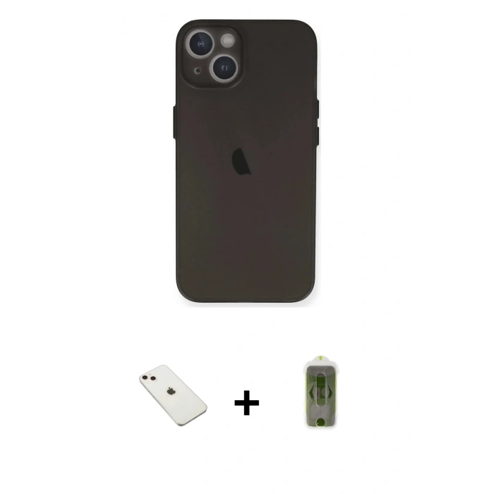 MARSİLYAN™- iPhone 14 Kılıf Yadigar Yansıma Serisi - Siyah Joko Magic 5D Hayalet Cam + Diamond Kamera Lens - PE
