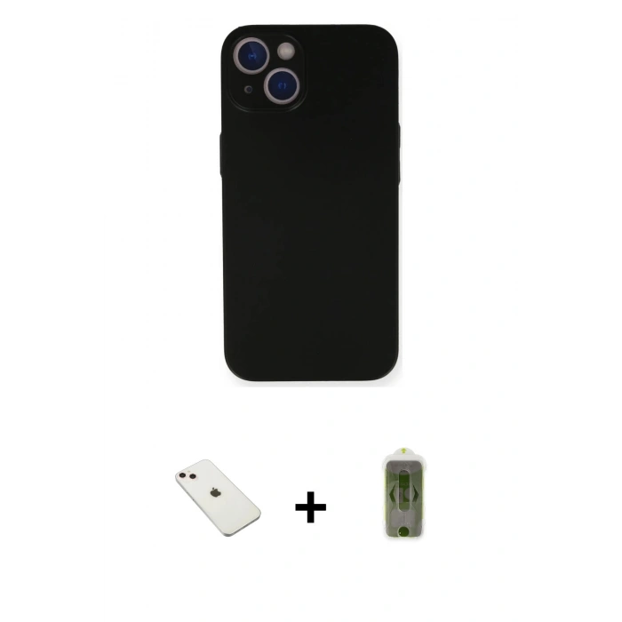 MARSİLYAN™- iPhone 14 Kılıf Yadigar Yansıma Serisi - Siyah Joko Magic 5D Hayalet Cam + Diamond Kamera Lens - PE