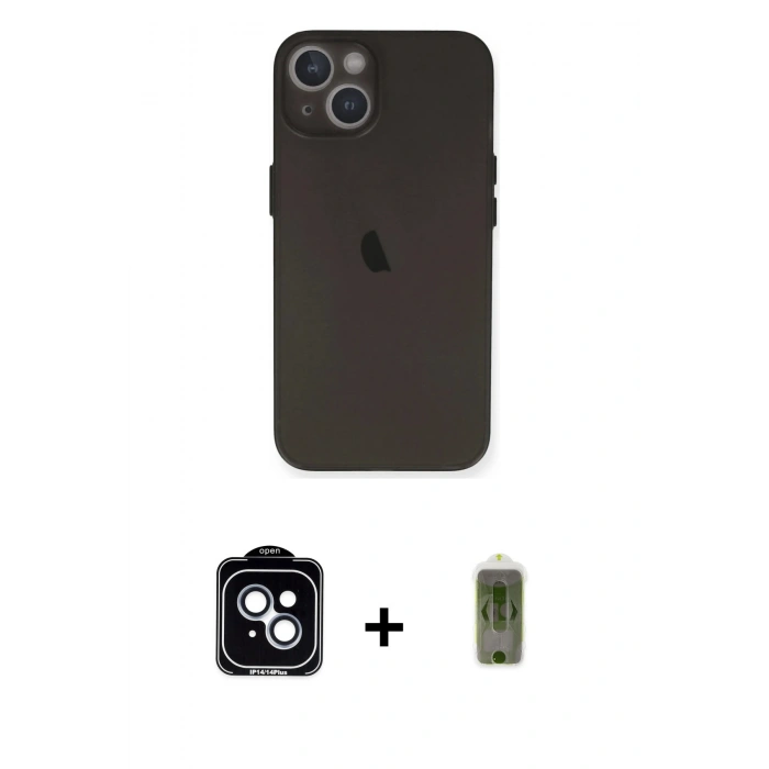 MARSİLYAN™- iPhone 14 Kılıf Yadigar Yansıma Serisi - Siyah Joko Magic 5D Hayalet Cam + PVD Metal Kamera Lens - MI