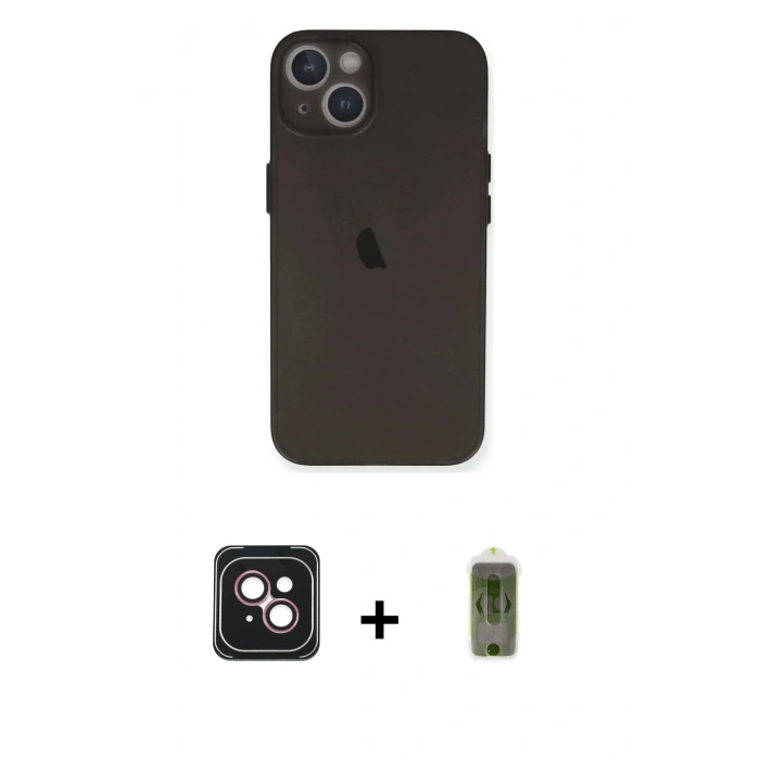 MARSİLYAN™- iPhone 14 Kılıf Yadigar Yansıma Serisi - Siyah Joko Magic 5D Hayalet Cam + PVD Metal Kamera Lens - PE