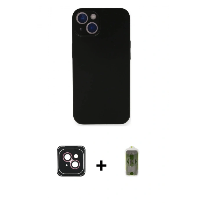 MARSİLYAN™- iPhone 14 Kılıf Yadigar Yansıma Serisi - Siyah Joko Magic 5D Hayalet Cam + PVD Metal Kamera Lens - PE