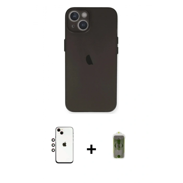 MARSİLYAN™- iPhone 14 Kılıf Yadigar Yansıma Serisi - Siyah Joko Magic 5D Hayalet Cam + Shine Kamera Lens - GI