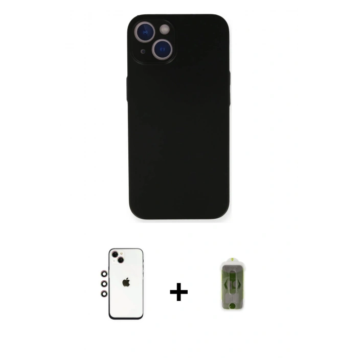 MARSİLYAN™- iPhone 14 Kılıf Yadigar Yansıma Serisi - Siyah Joko Magic 5D Hayalet Cam + Shine Kamera Lens - GI