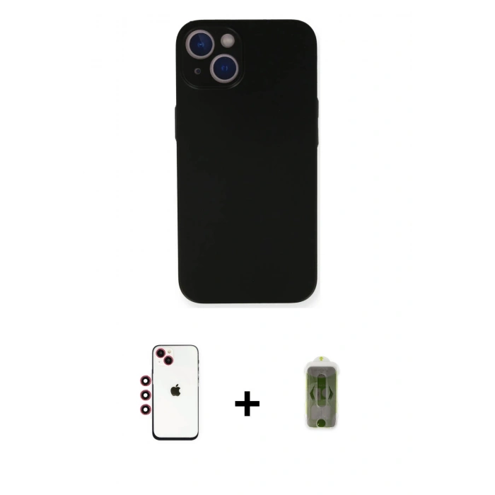MARSİLYAN™- iPhone 14 Kılıf Yadigar Yansıma Serisi - Siyah Joko Magic 5D Hayalet Cam + Shine Kamera Lens - KI