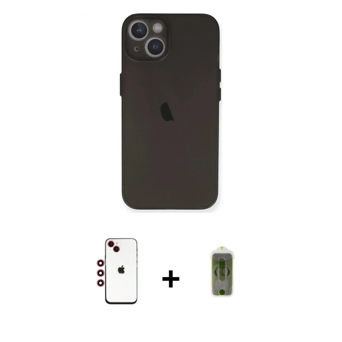 MARSİLYAN™- iPhone 14 Kılıf Yadigar Yansıma Serisi - Siyah Joko Magic 5D Hayalet Cam + Shine Kamera Lens - KI