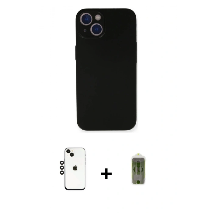 MARSİLYAN™- iPhone 14 Kılıf Yadigar Yansıma Serisi - Siyah Joko Magic 5D Hayalet Cam + Shine Kamera Lens - SH