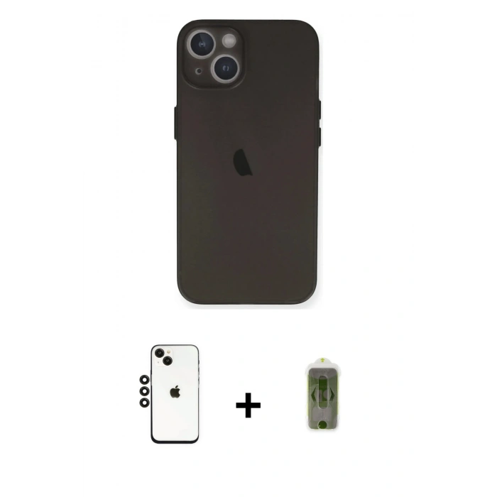 MARSİLYAN™- iPhone 14 Kılıf Yadigar Yansıma Serisi - Siyah Joko Magic 5D Hayalet Cam + Shine Kamera Lens - SH