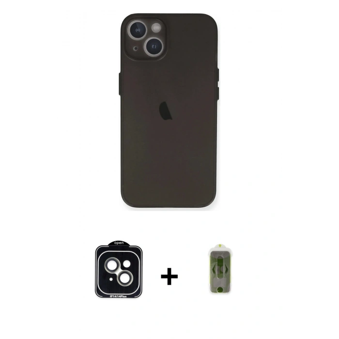 MARSİLYAN™- iPhone 14 Kılıf Yadigar Yansıma Serisi - Siyah Joko Magic 5D Hayalet Cam + PVD Metal Kamera Lens - YL