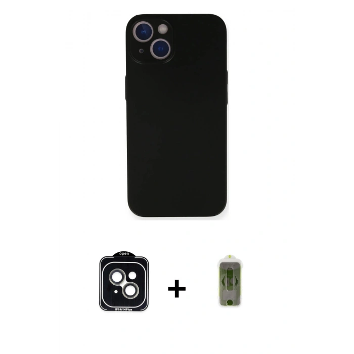 MARSİLYAN™- iPhone 14 Kılıf Yadigar Yansıma Serisi - Siyah Joko Magic 5D Hayalet Cam + PVD Metal Kamera Lens - YL