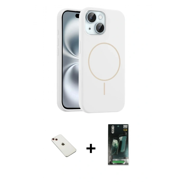 MARSİLYAN™- iPhone 14 Kılıf Yankı Form Serisi - Şeffaf 360 Full Body Arka Koruyucu + Diamond Kamera Lens - KI