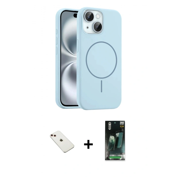 MARSİLYAN™- iPhone 14 Kılıf Yankı Form Serisi - Şeffaf 360 Full Body Arka Koruyucu + Diamond Kamera Lens - KI
