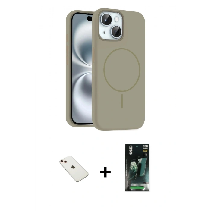 MARSİLYAN™- iPhone 14 Kılıf Yankı Form Serisi - Şeffaf 360 Full Body Arka Koruyucu + Diamond Kamera Lens - KI