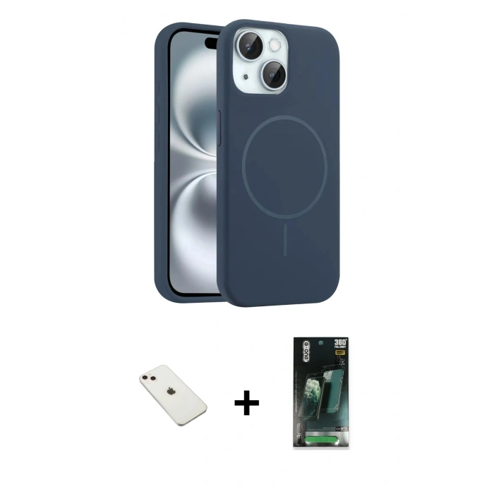 MARSİLYAN™- iPhone 14 Kılıf Yankı Form Serisi - Şeffaf 360 Full Body Arka Koruyucu + Diamond Kamera Lens - PE