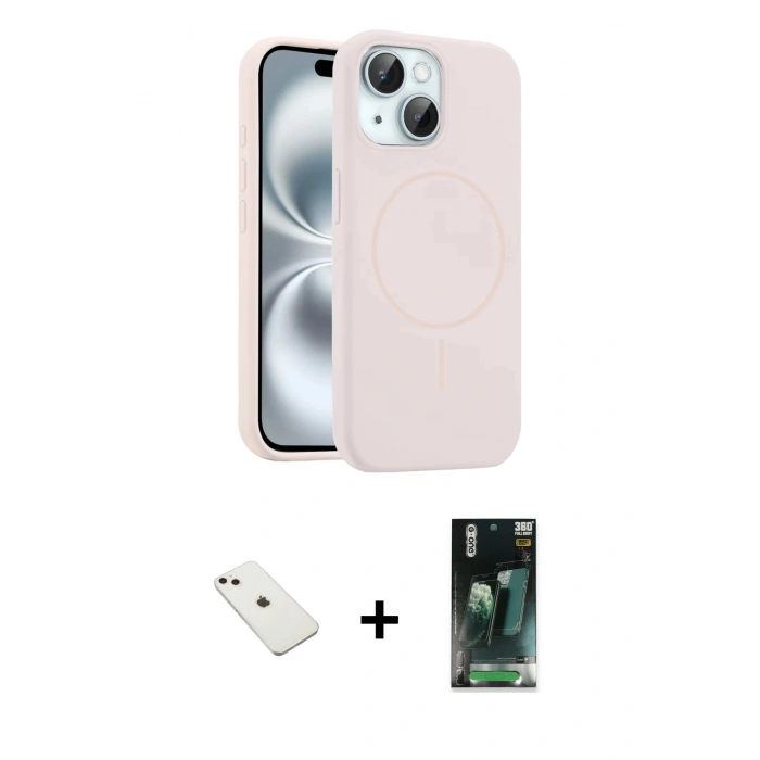 MARSİLYAN™- iPhone 14 Kılıf Yankı Form Serisi - Şeffaf 360 Full Body Arka Koruyucu + Diamond Kamera Lens - PE