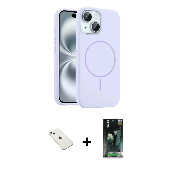 MARSİLYAN™- iPhone 14 Kılıf Yankı Form Serisi - Şeffaf 360 Full Body Arka Koruyucu + Diamond Kamera Lens - PE