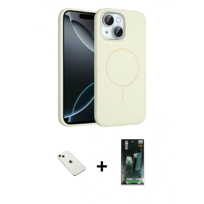 MARSİLYAN™- iPhone 14 Kılıf Yankı Form Serisi - Şeffaf 360 Full Body Arka Koruyucu + Diamond Kamera Lens - YL