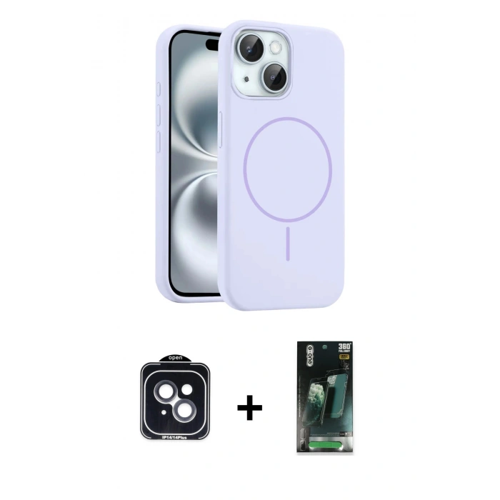 MARSİLYAN™- iPhone 14 Kılıf Yankı Form Serisi - Şeffaf 360 Full Body Arka Koruyucu + PVD Metal Kamera Lens - SH