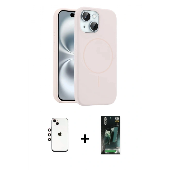 MARSİLYAN™- iPhone 14 Kılıf Yankı Form Serisi - Şeffaf 360 Full Body Arka Koruyucu + Shine Kamera Lens - GI