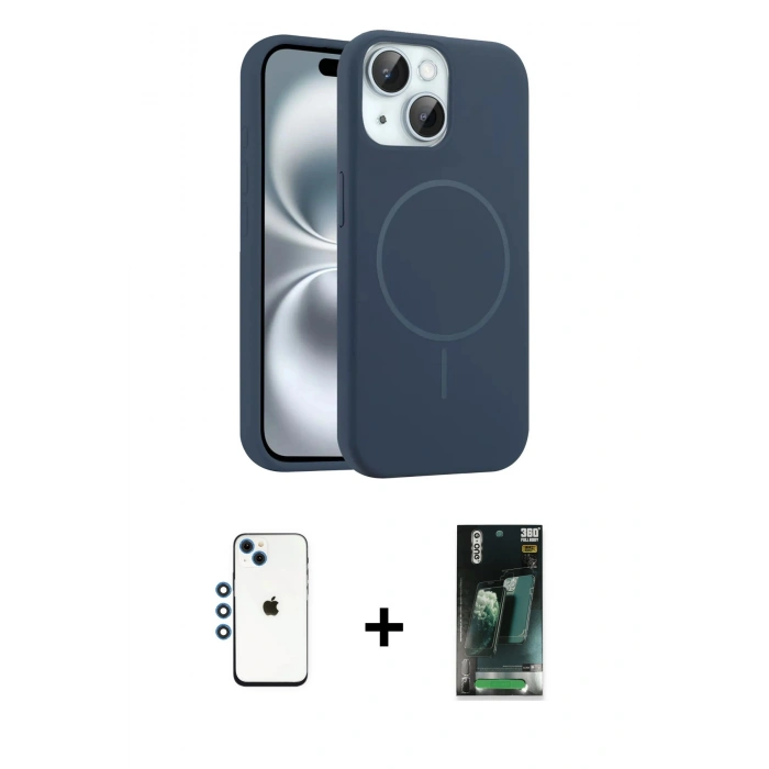 MARSİLYAN™- iPhone 14 Kılıf Yankı Form Serisi - Şeffaf 360 Full Body Arka Koruyucu + Shine Kamera Lens - MI