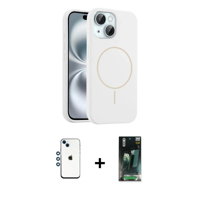 MARSİLYAN™- iPhone 14 Kılıf Yankı Form Serisi - Şeffaf 360 Full Body Arka Koruyucu + Shine Kamera Lens - MI