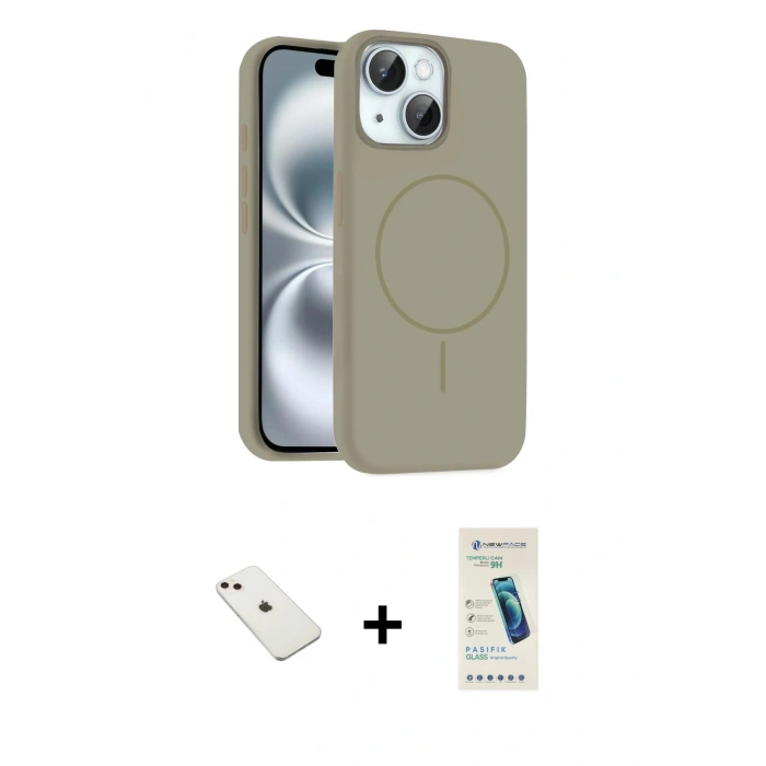 MARSİLYAN™- iPhone 14 Kılıf Yankı Form Serisi - Şeffaf Pasifik Cam Ekran Koruyucu + Diamond Kamera Lens - PE