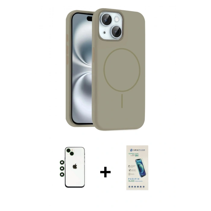 MARSİLYAN™- iPhone 14 Kılıf Yankı Form Serisi - Şeffaf Pasifik Cam Ekran Koruyucu + Shine Kamera Lens - YL