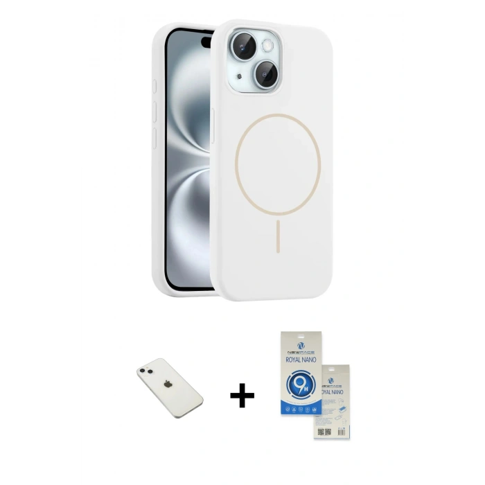 MARSİLYAN™- iPhone 14 Kılıf Yankı Form Serisi - Şeffaf Royal Nano Ekran Koruyucu + Diamond Kamera Lens - SABE