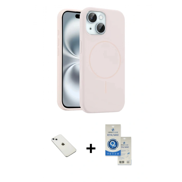 MARSİLYAN™- iPhone 14 Kılıf Yankı Form Serisi - Şeffaf Royal Nano Ekran Koruyucu + Diamond Kamera Lens - SABE